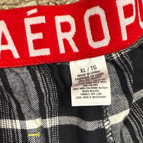 Aeropostale Black & White Plaid Pajama Pants with Red Branded Waistband - Picture 3 of 3